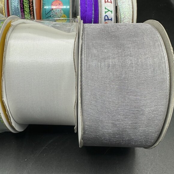 Craft Ribbon Assorted Colors And Designs Lot Of 14 Spools New And Lightly Used - Picture 2 of 7